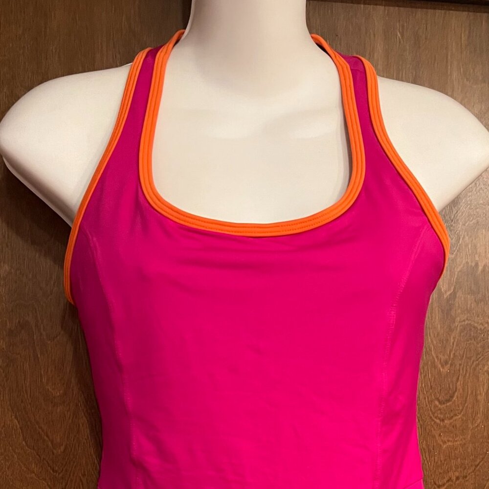 Spanx Athletic Top Magenta Pink Orange Racerback Size M